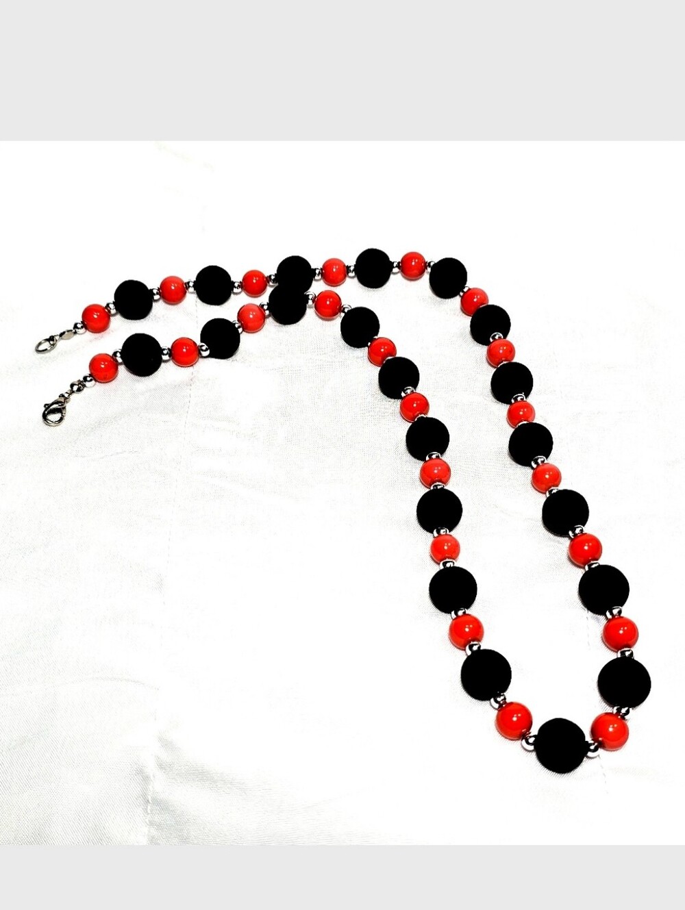 Black Opaque and orange glass beaded Retro Y2K Necklace